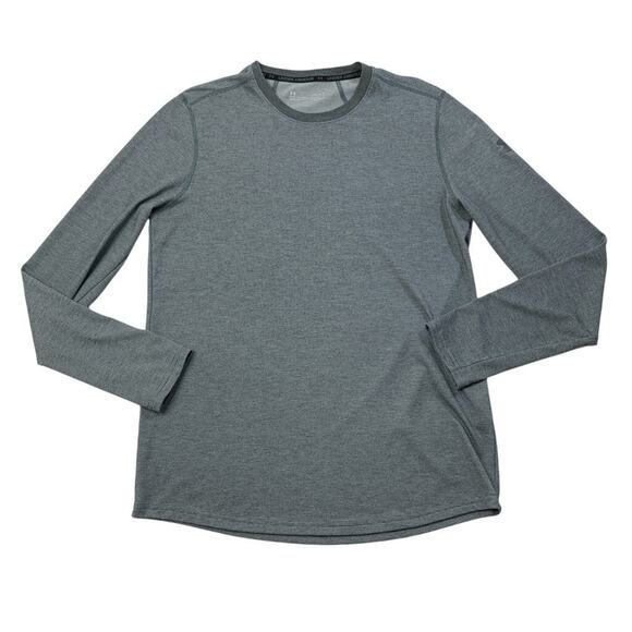 Under Armour T Shirt Mens L Large Fitted Grey Siro Jacquard Long Sleeve HeatGear - Picture 1 of 9